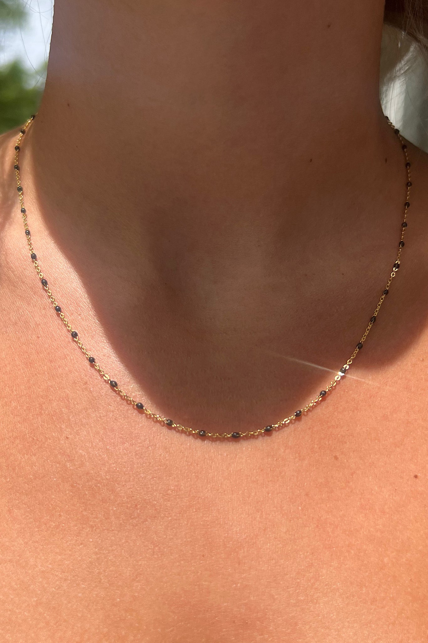 Black Enamel Beaded Necklace