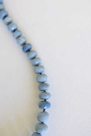 Blue Denim Opal Necklace Hand Knotted on Silk