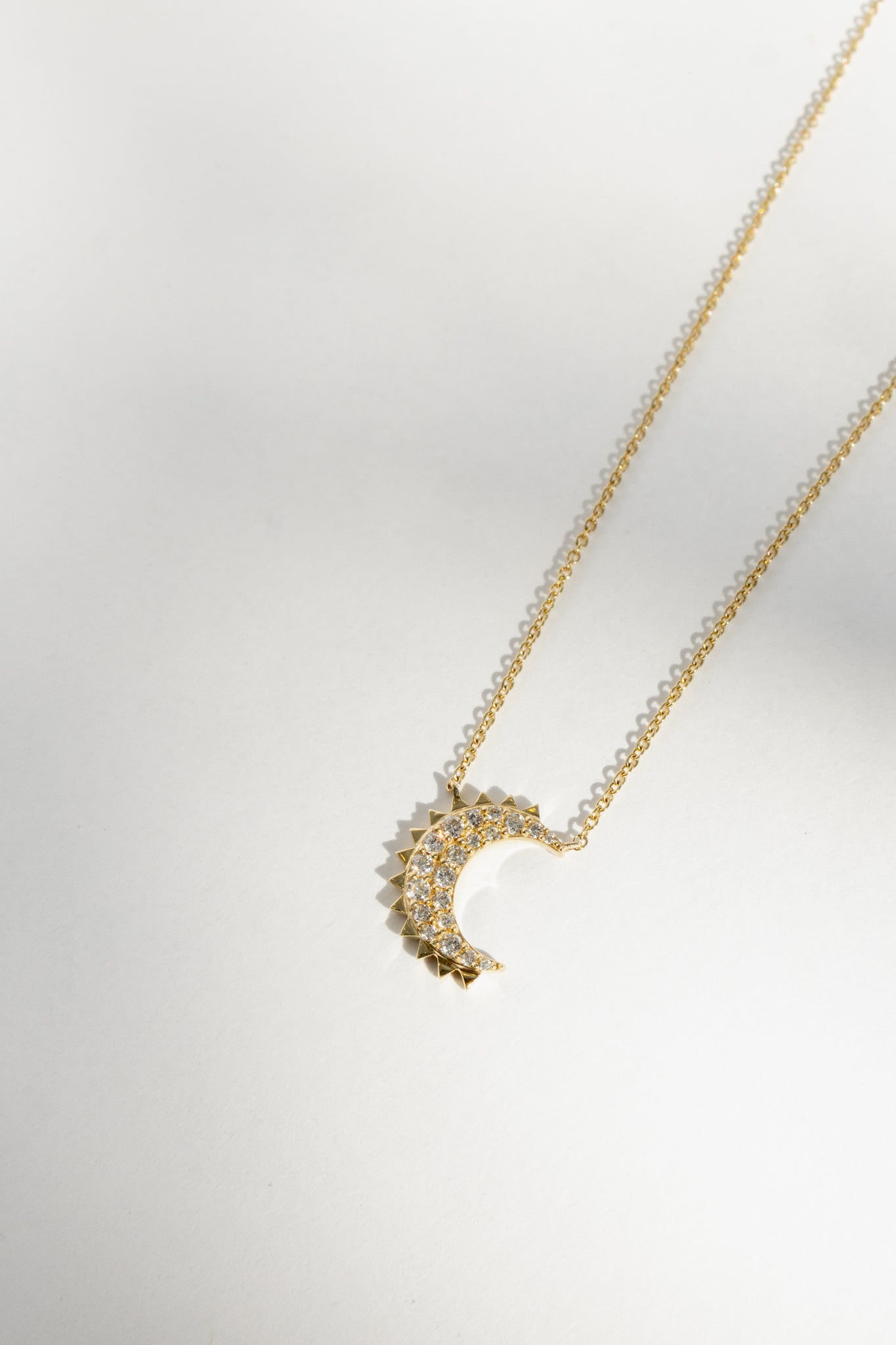 14k YG & Diamond Moon Necklace