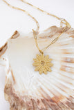 14k YG Small Flower Charm Necklace