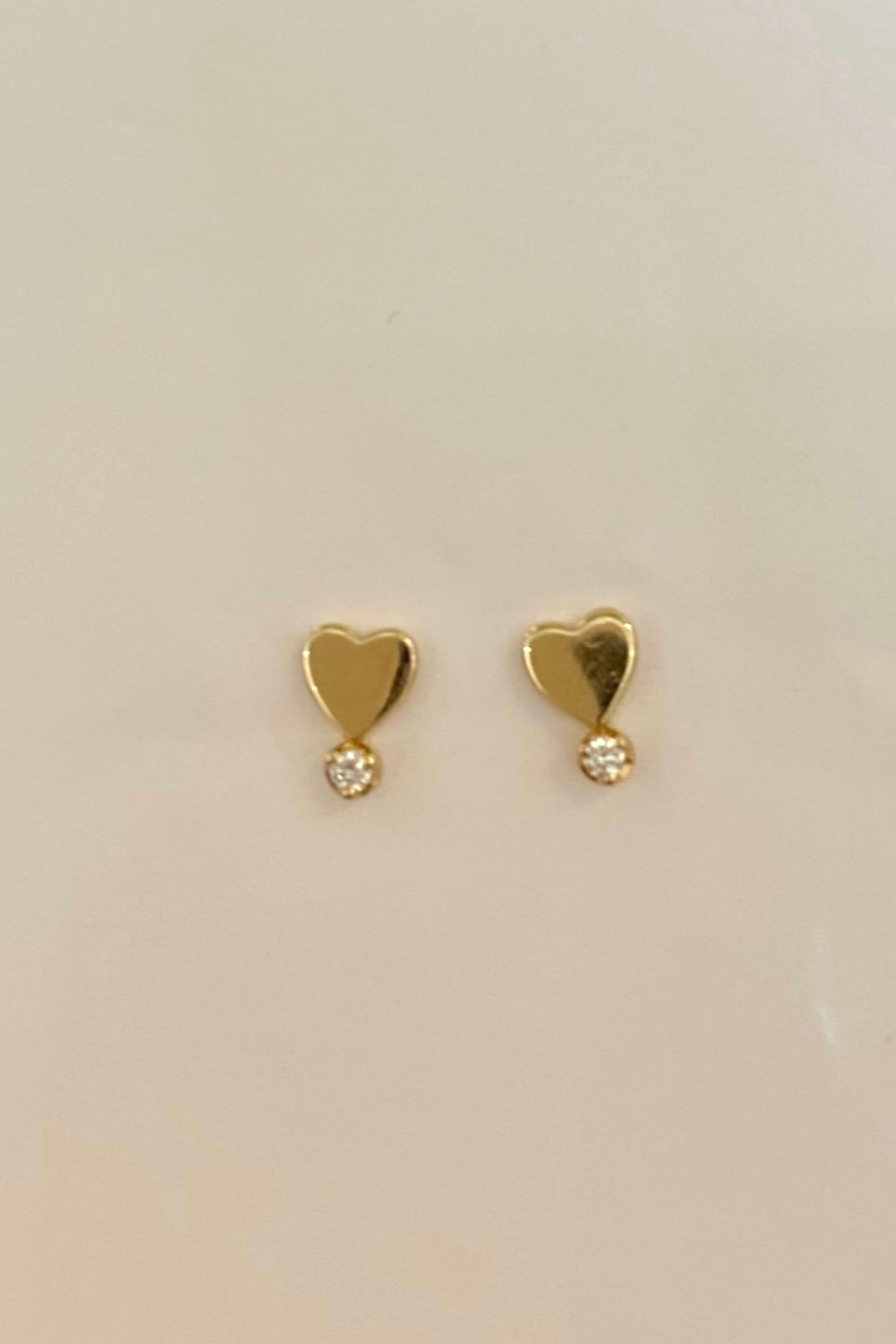 Heart and Diamond Stud Earrings