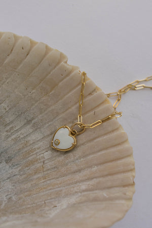 MOP Heart & Diamond Necklace