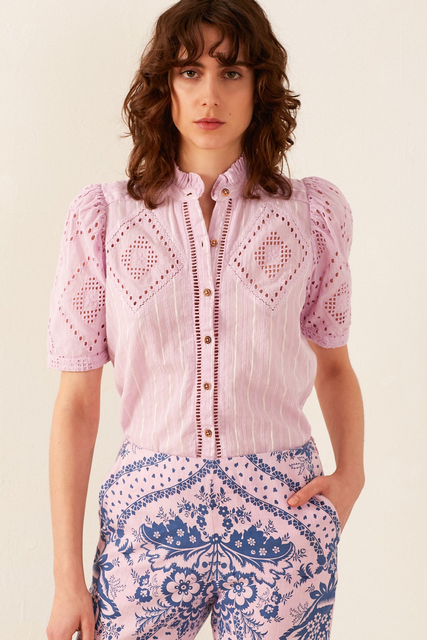 Winn Lilac Eyelet Shirt