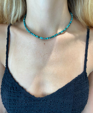 Chrysocolla with Diamond Spacer Necklace