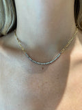14k Yellow Gold and Sterling Silver Necklace with Diamonds