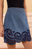 The Cadiz Eyelet Denim Skirt