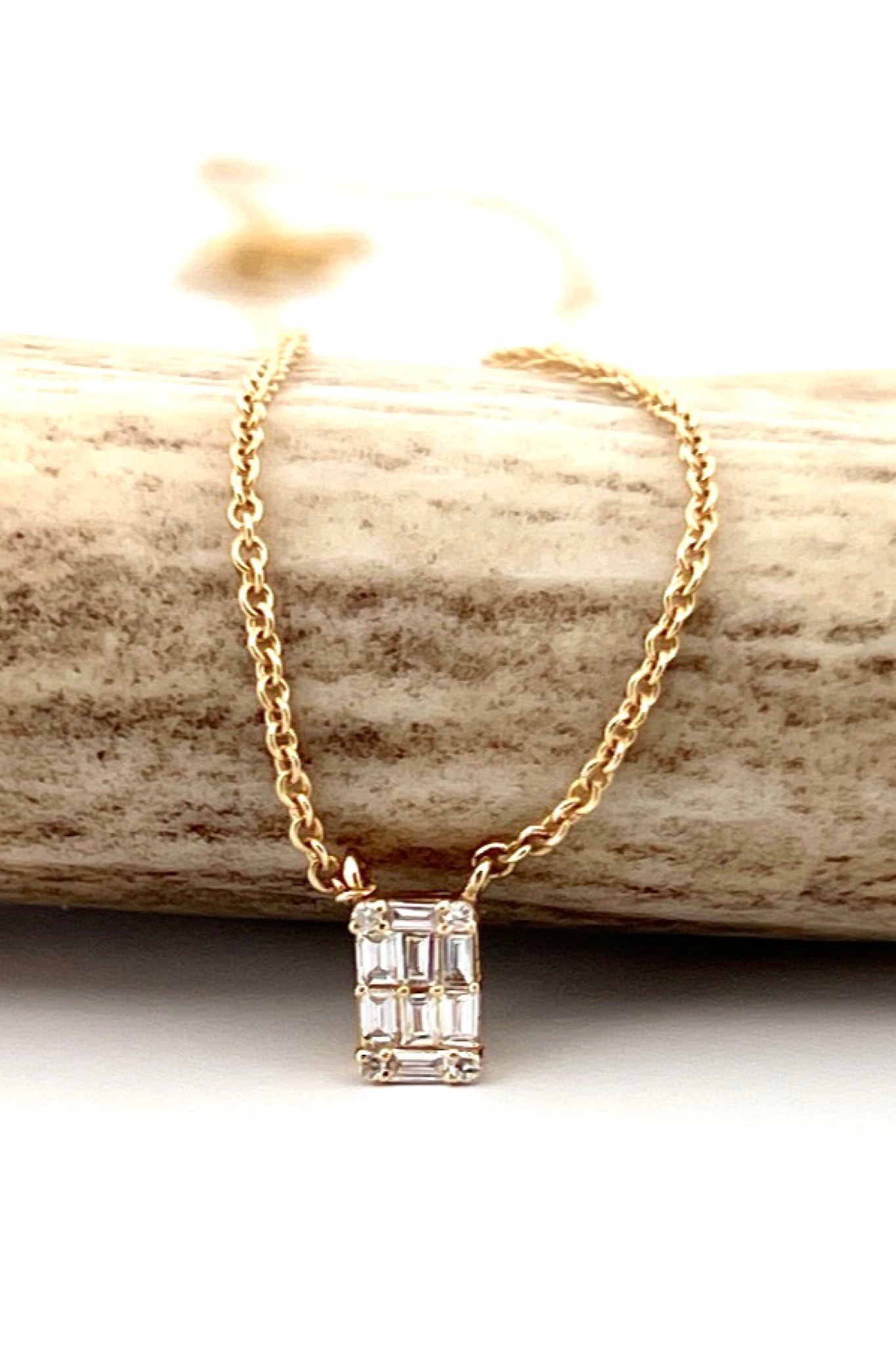 White Baguette Diamond Necklace