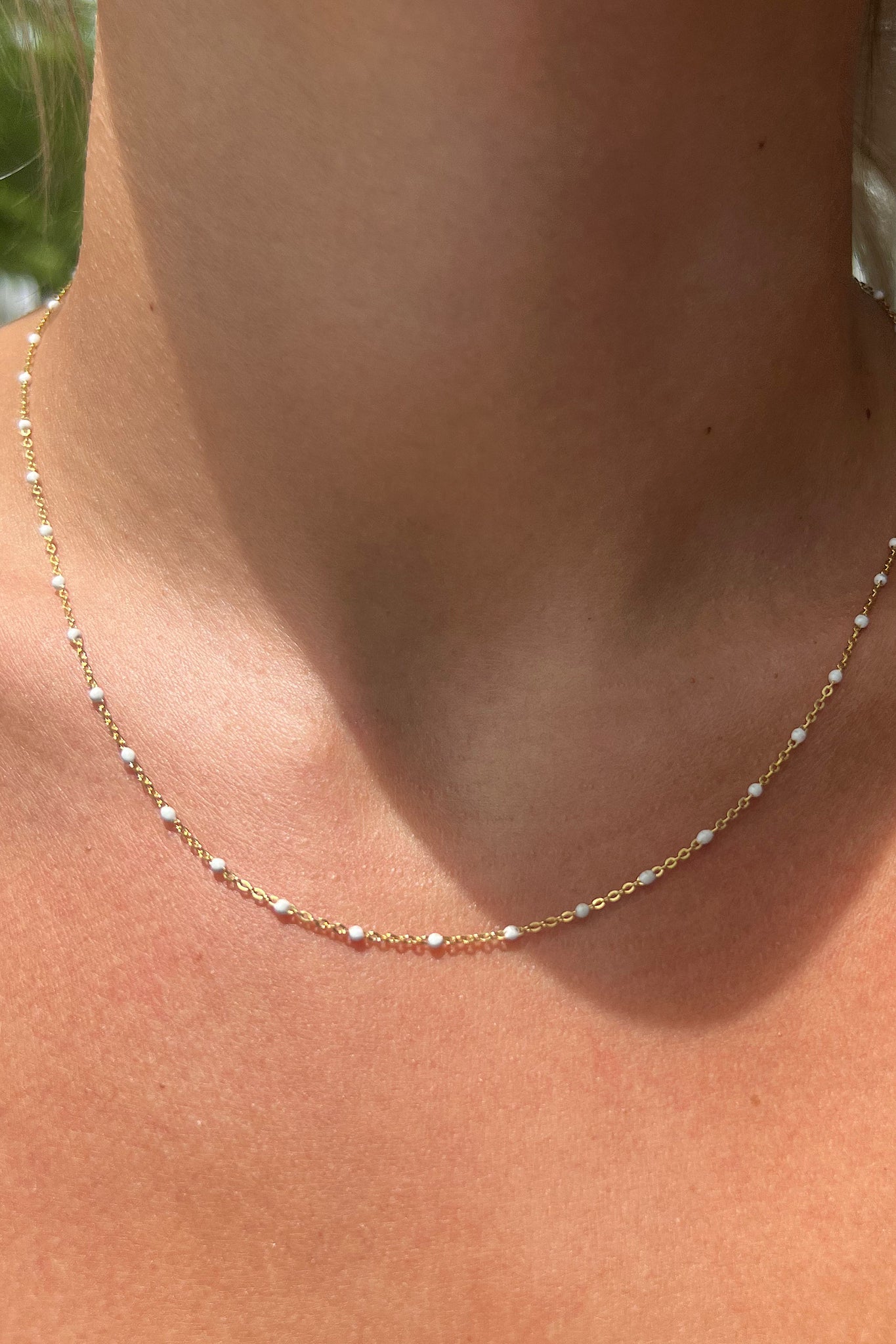 White Enamel Beaded Necklace