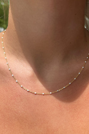 White Enamel Beaded Necklace