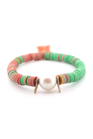 Vintage African vinyl Bracelet with Freshwater Pearl