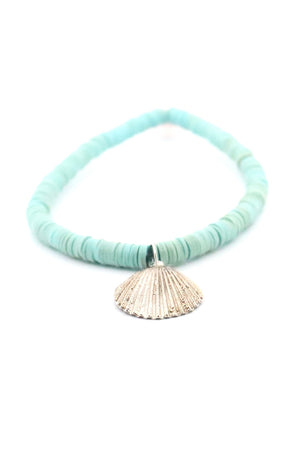 Vintage African Vinyl Bracelet with Shell Charm