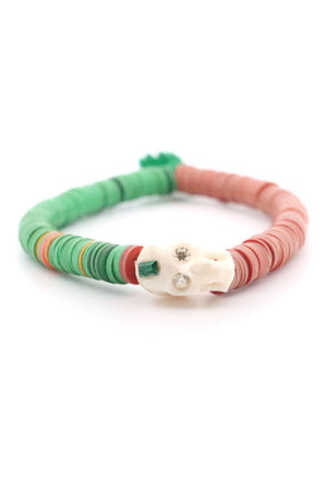 Vintage African Vinyl bracelet with hand carved Antler Skull