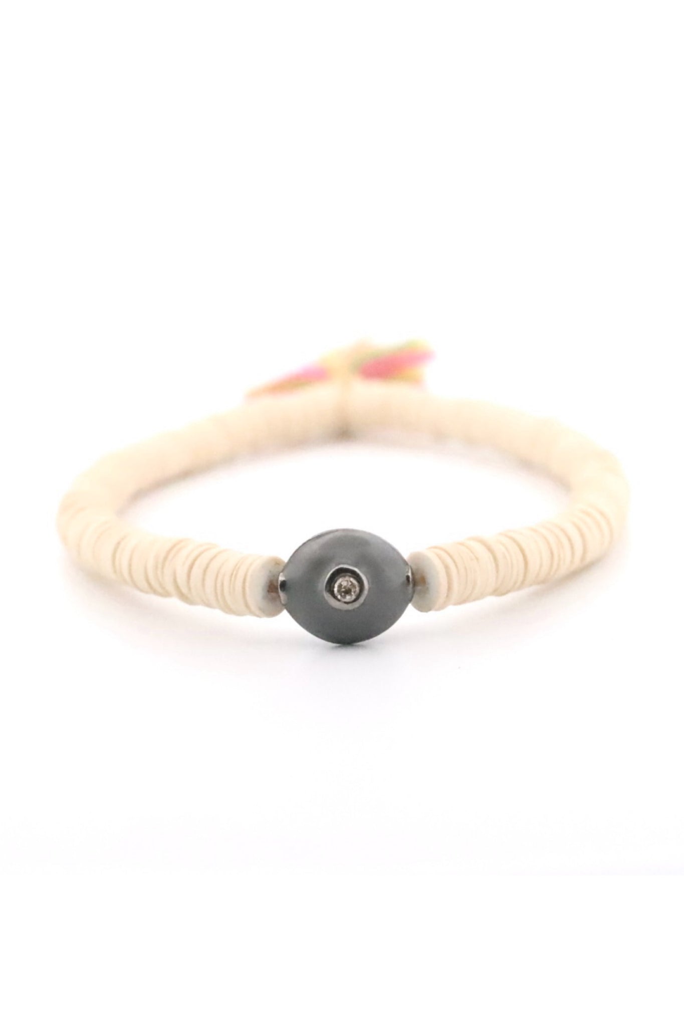 Vintage African Vinyl beads with Enamel &amp; Diamond eye bracelet