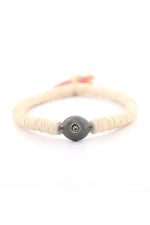 Vintage African Vinyl beads with Enamel &amp; Diamond eye bracelet