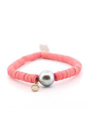 Tahitian Pearl & Tourmaline drop charm Bracelet