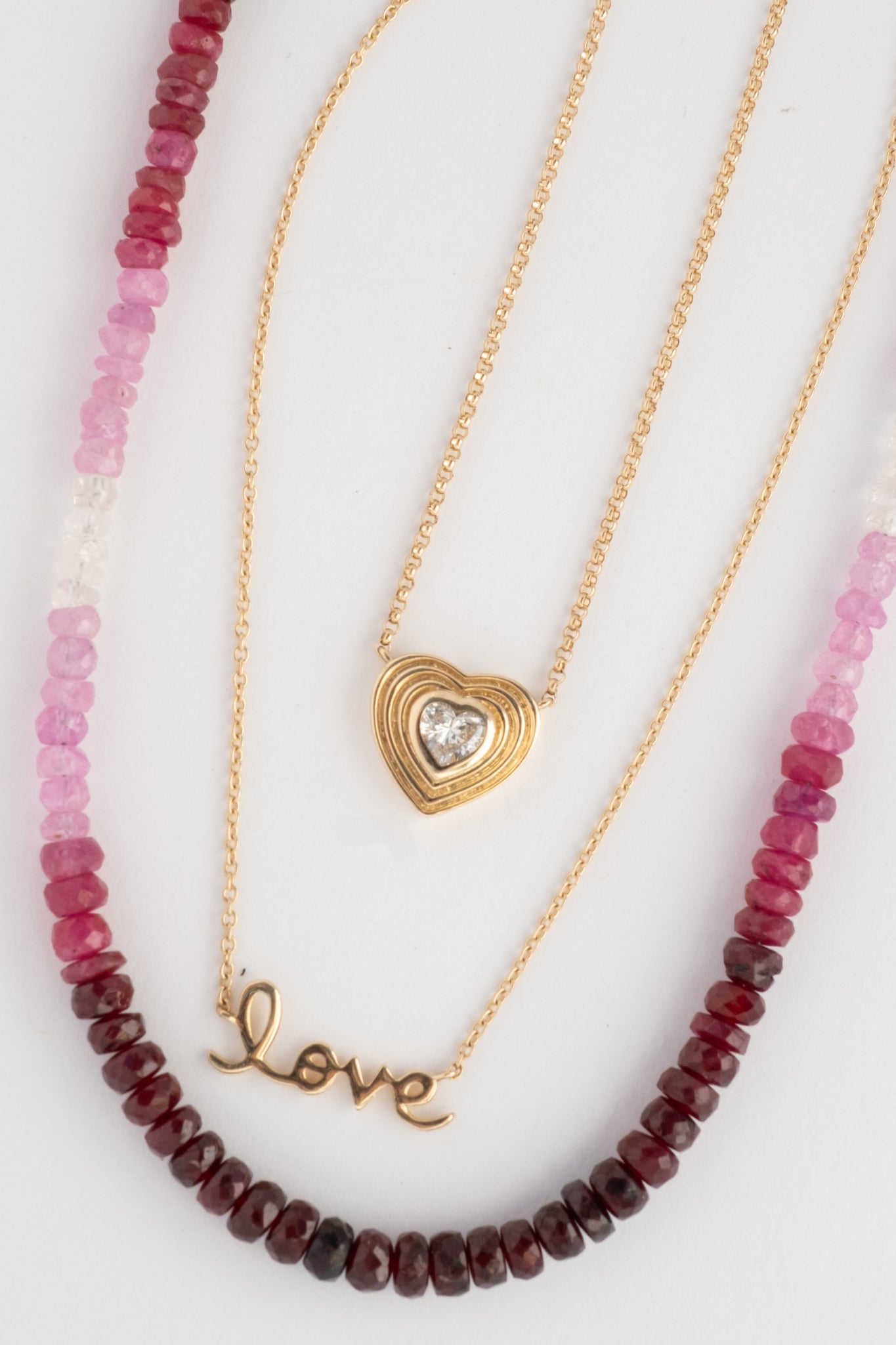 Shaded Pink Sapphire and Ruby Necklace