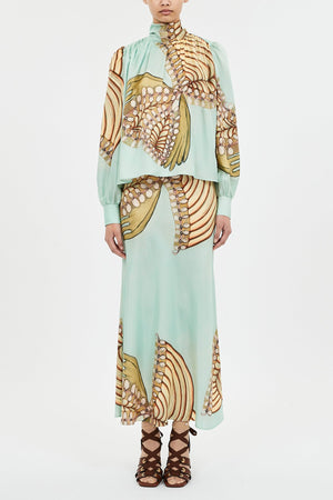 Ornament Tie Neck Blouse