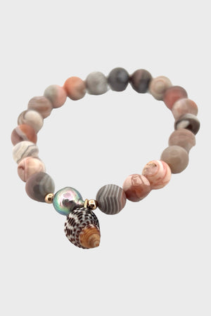 Agate Beaded Bracelet With Pearl & Shell