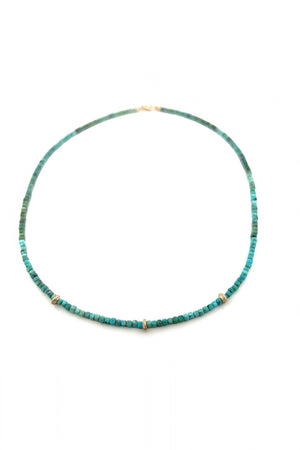 Turquoise Necklace with Gold Cubes
