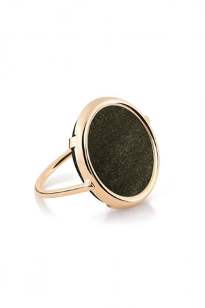 Golden Obsidian Disc Ring