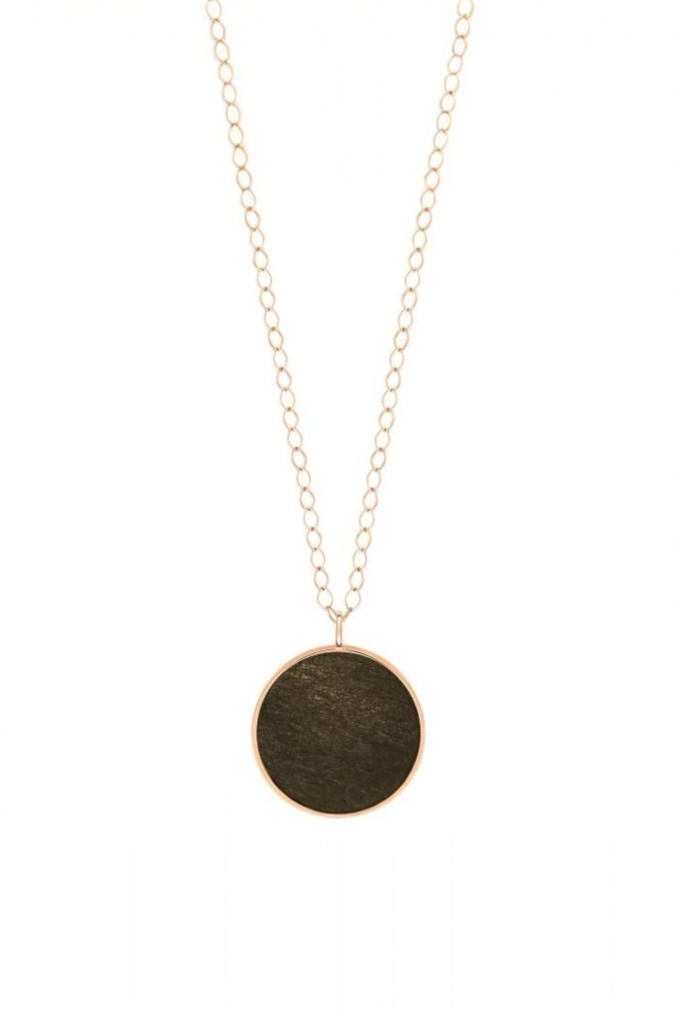 Jumbo Ever Golden Obsidian Disc on Chain