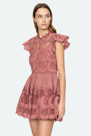 Drea Embroidered Flutter Dress