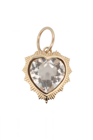 White Topaz Heart Charm