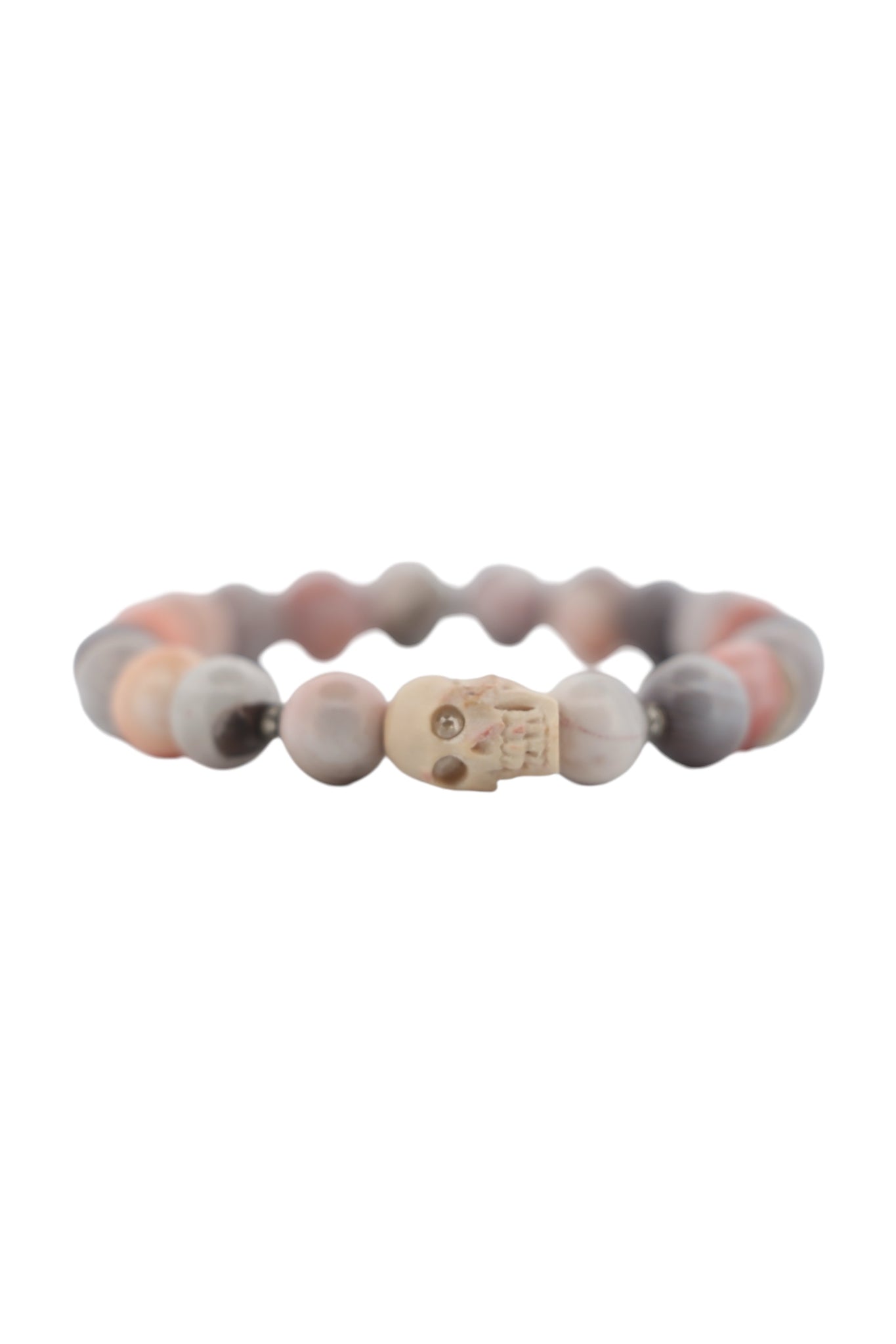 Botswana Agate with skull and Diamonds Bracelet