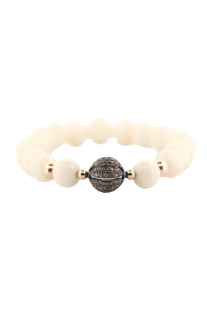 Bone Beads with Pave Diamond Bead Bracelet