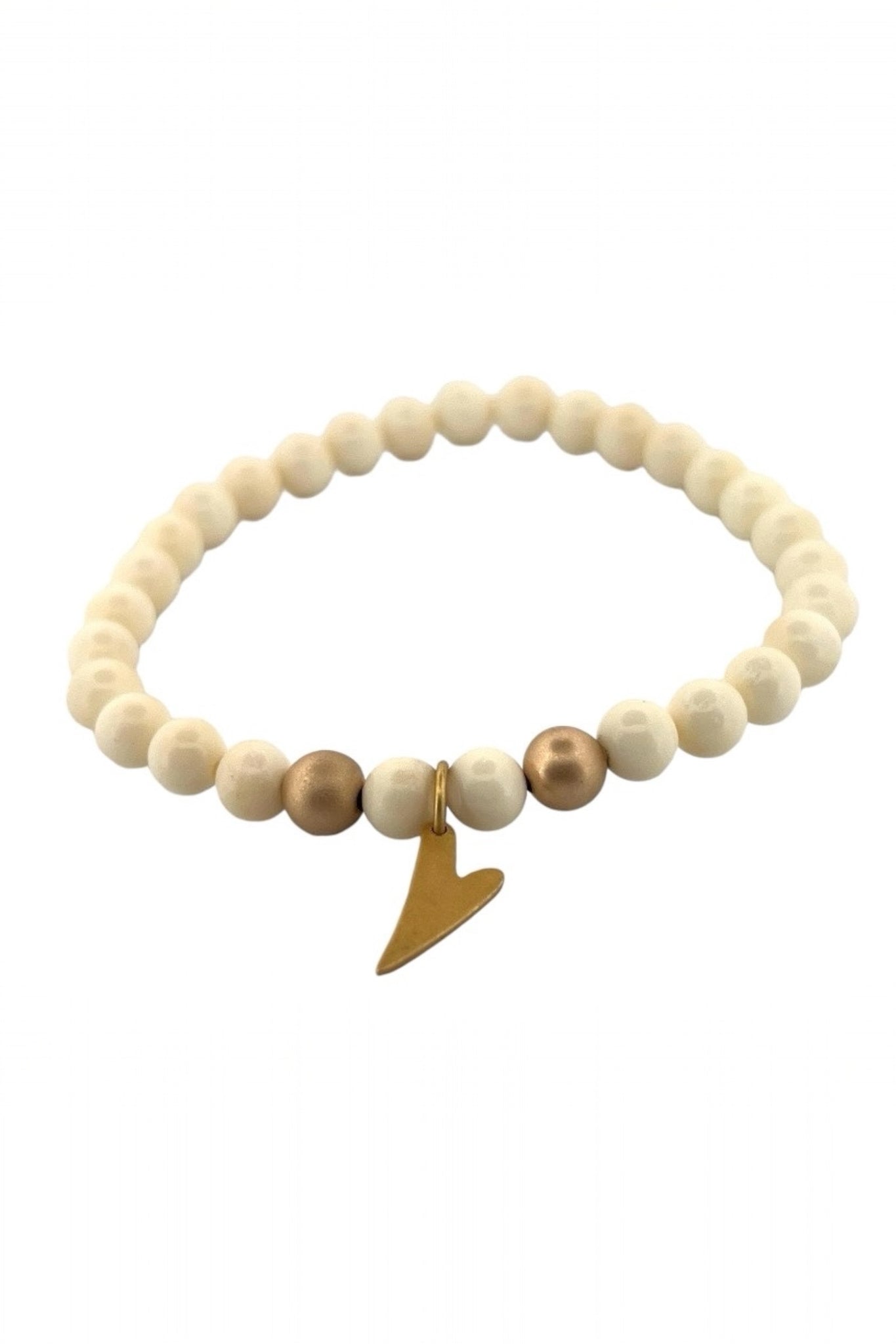 Bone Beads with Heart Charm Bracelet