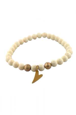 Bone Beads with Heart Charm Bracelet