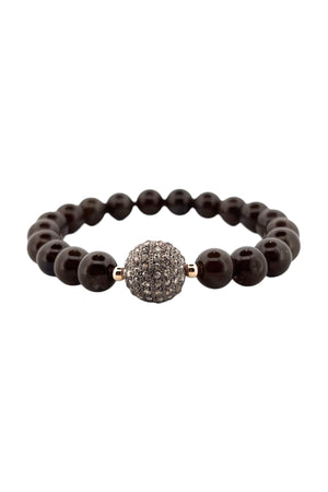 Chocolate Labradorite with Pave Diamond Beaded Bracelet