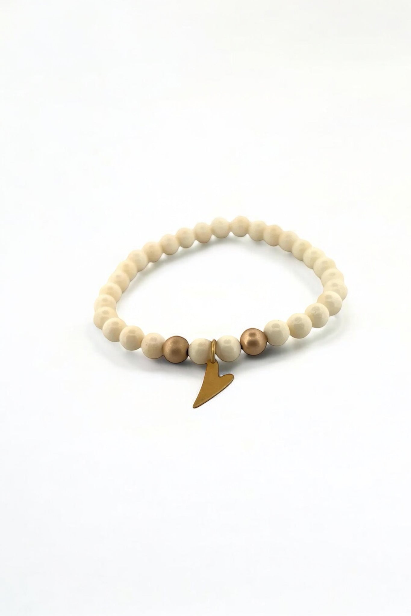 Bone Beads with Heart Charm Bracelet