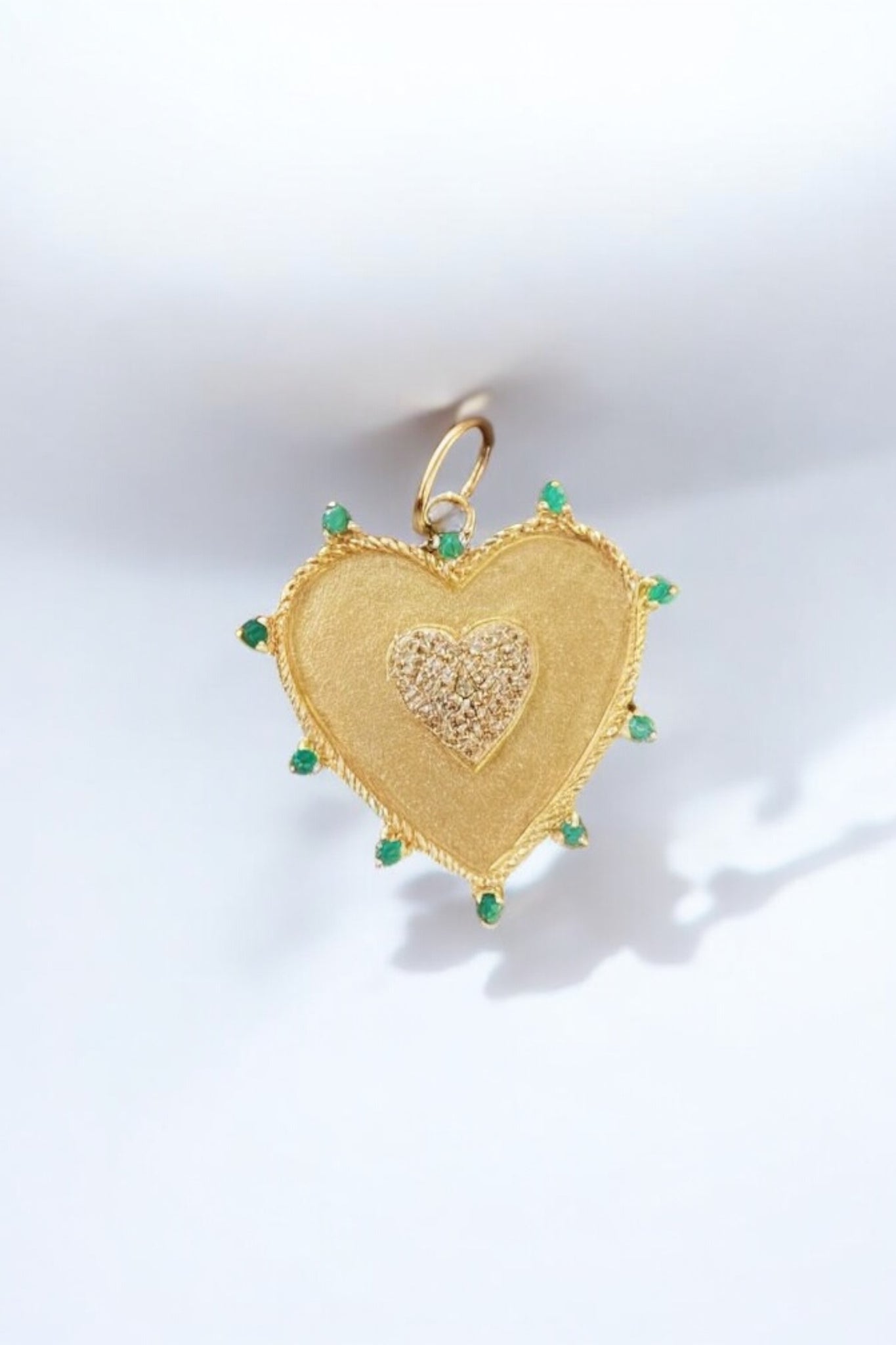 Diamond and Emerald Heart Charm