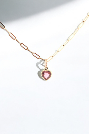 Pink Tourmaline Heart Necklace