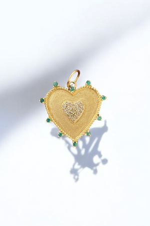 Diamond and Emerald Heart Charm