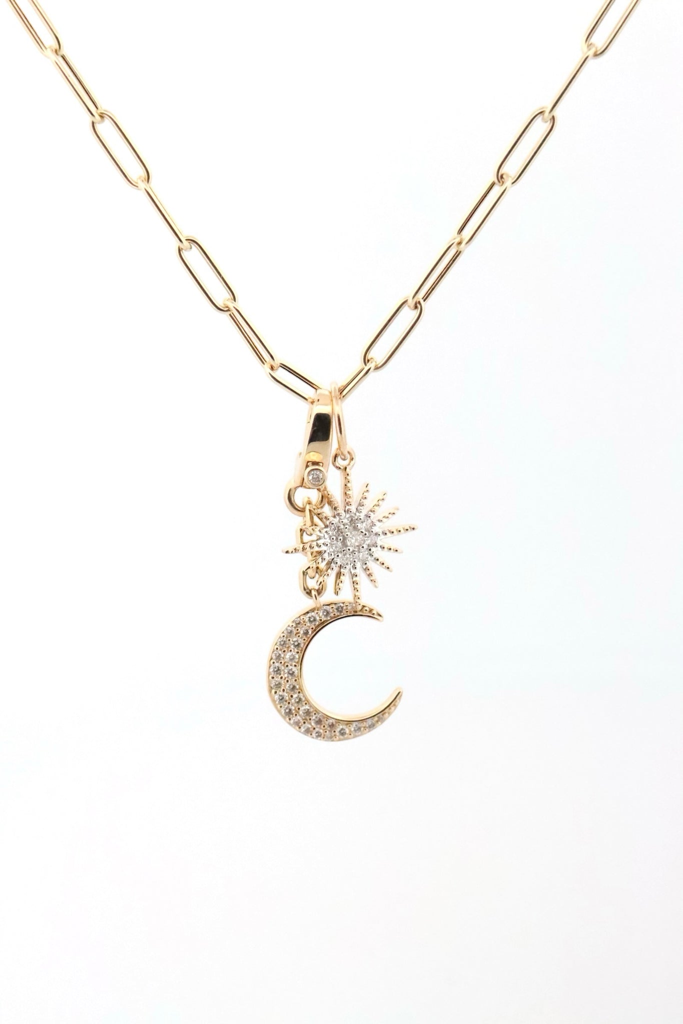 14k YG & Diamond Moon Charm