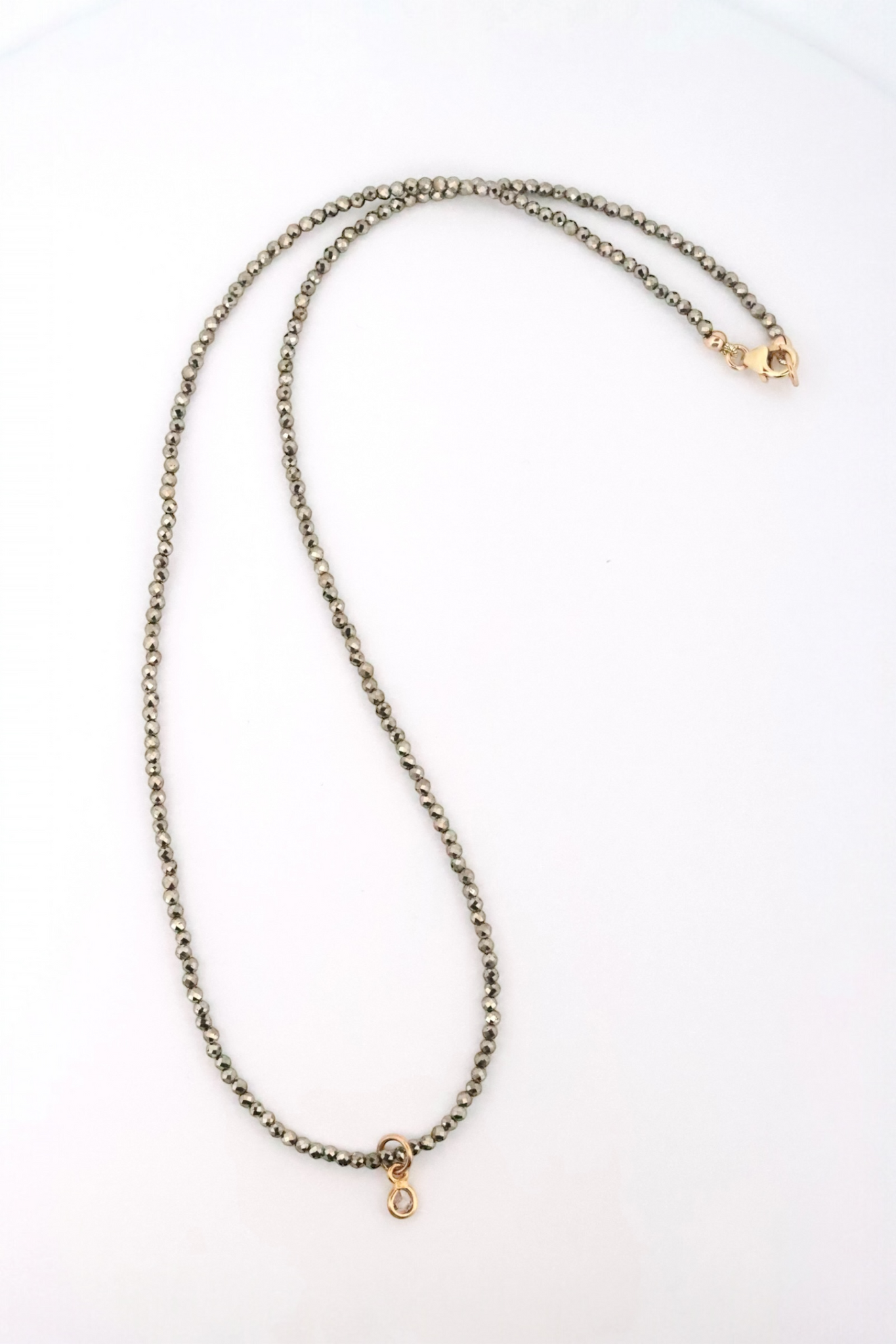 Pyrite Diamond Drop Necklace