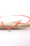 Facetted Coral Necklace with Diamond Slice Drop