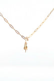White Diamond Slider + Hand Charm Necklace