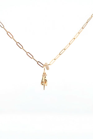 White Diamond Slider + Hand Charm Necklace