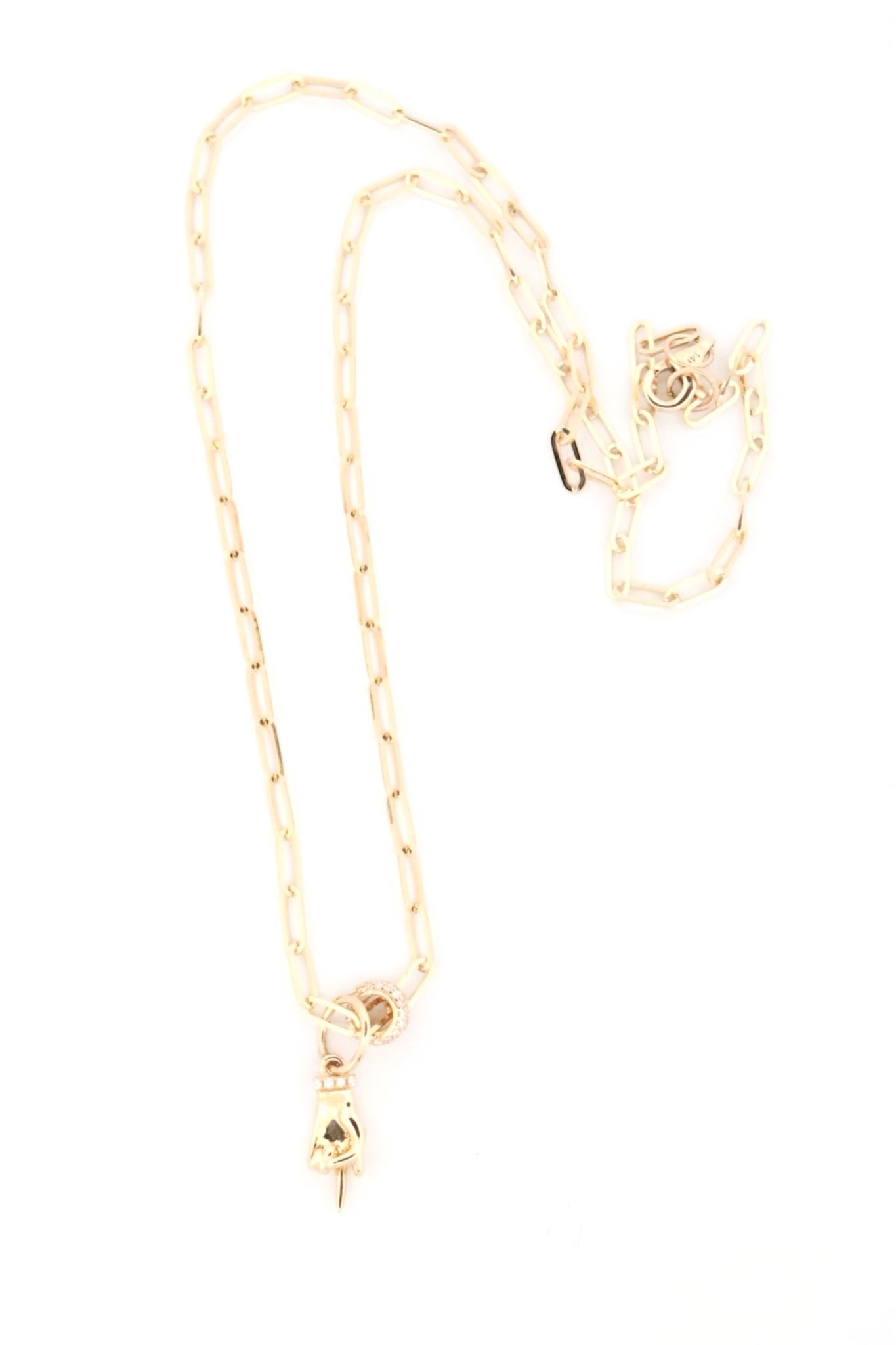 White Diamond Slider + Hand Charm Necklace