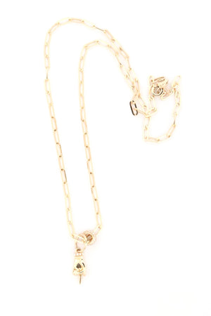 White Diamond Slider + Hand Charm Necklace