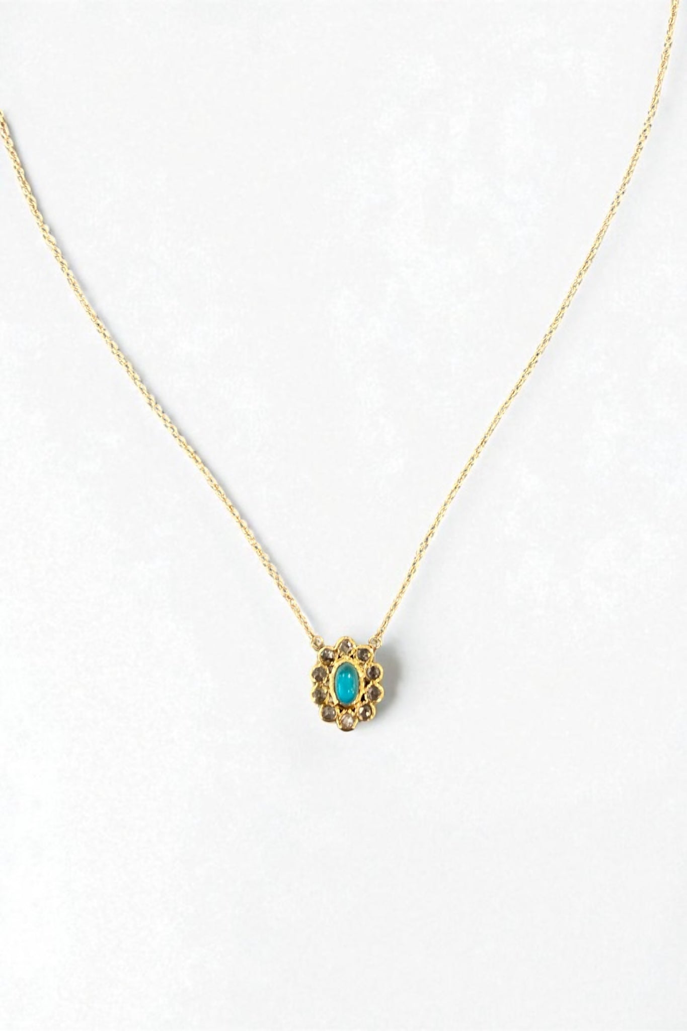 Turquoise and white Diamond Necklace