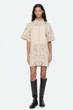 Ceci Embroidery Short Sleeve Shirt Dress