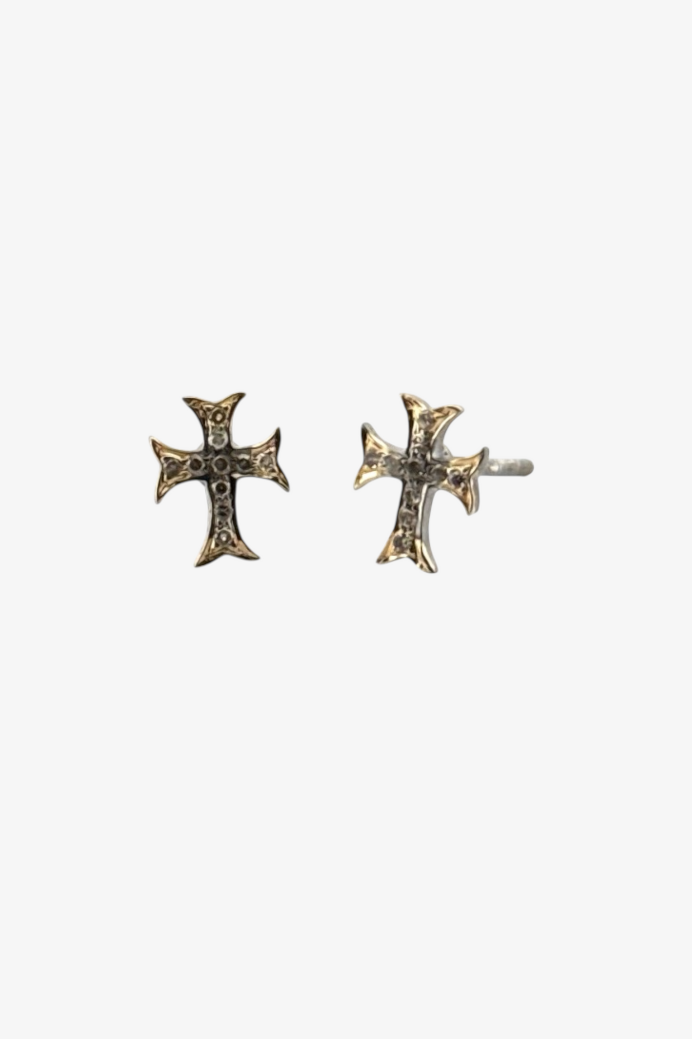 Cross White Diamond Studs