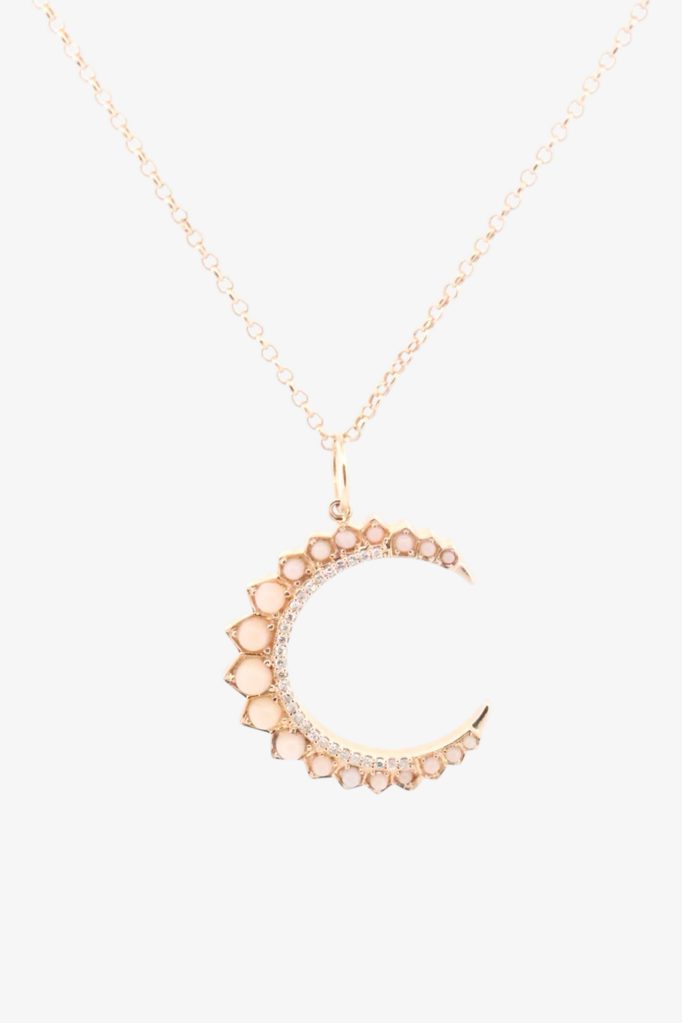 Pink Opal & White Diamond Necklace