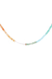 Apatite, Moonstone + Flurite Necklace w Diamond Bead