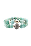 Turquoise Beaded Bracelet w/Pave