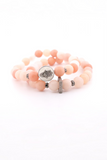 Peach Aventurine w Oxidized SS Pave Beads
